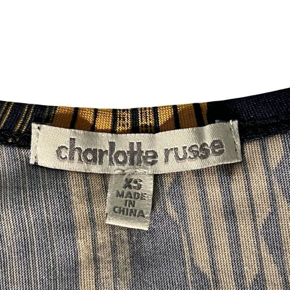 CHARLOTTE Russe Faux Wrap Striped 3/4‎ Sleeve Striped Dress XS - Picture 2 of 7